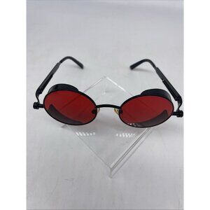 Steampunk Round Sunglasses MSP567 Black Metal Red Lens 46/19/135 Design Italy